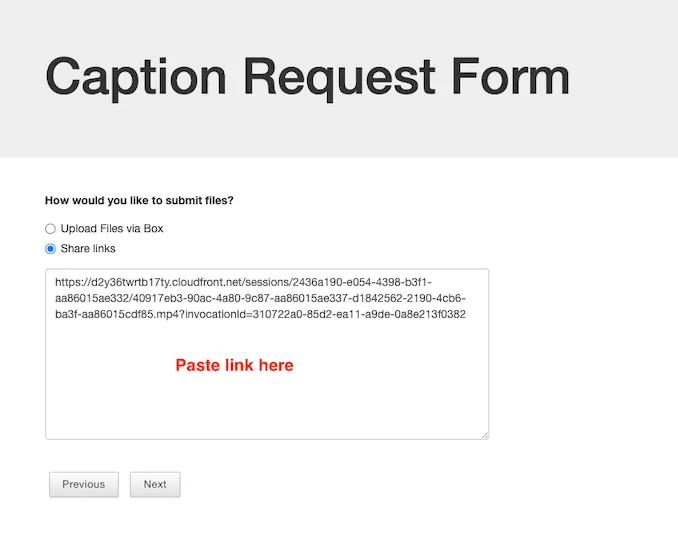 screen shot panopto request form second step